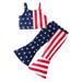 Cute Girls Outfits Toddler Kids 4Thof July Star Prints Sleeveless Independence Day Strap Vest T Shirt Tops Pants 2Pcs Outfits Set