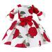 Odeerbi Princess Dresses For Girls Formal Dress Toddler Satin 2024 Long Sleeve Dress Bowknot Rose Print Birthday Party Gown Long Dresses White