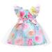 Odeerbi Tutu Tulle Dress For Toddler Girls Birthday Dresses Formal Dress Net Yarn Flowers Mesh Print Bow Ruffles Party Gown Long Dresses Multicolor