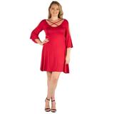 Criss Cross Neckline Cold Shoulder Plus Size Dress