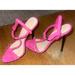 Zara Shoes | Never Worn! Zara Hot Pink Suede Stiletto Sandal Heels Size 37 | Color: Black/Pink | Size: 6.5