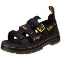 DR. MARTENS Unisex Pearson II Sandals, Black Lustre Coated Leather & Black/DMS Yellow Airwair Webbing, 44 EU