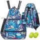 ACOSEN Tennis Bag Tennis Backpack - Large Tennis Bags for Women and Men to Hold Tennis Racket,Pickleball Paddles, Badminton Racquet, Squash Racquet,Balls and Other Accessories (Green Floral)