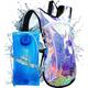 Vibe Hydration Backpack Pack from Recycled Polyester - 2L Bladder for Women Men Rave, Gold Pink Holographic, Medium