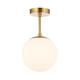 Happy Homewares Traditional and Sleek Opal Glass Globe IP44 Bathroom Ceiling Light in Brushed Gold | 24cm x 20cm | 60w Max | Also Suitable for Hallways Lounges Conservatories etc