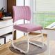 AVSMGP Ergonomic Home Office Desk Chair, Armless Computer Chair with Lumbar Support, Low-Back Armless Chair with Backrest for Study, Office, Conference Room,Pink,Linen Fabric