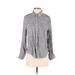 Day to Day by Blu Pepper 3/4 Sleeve Button Down Shirt: Gray Houndstooth Tops - Women's Size Small