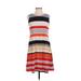 Tiana B. Casual Dress - A-Line: Black Stripes Dresses - Women's Size Small