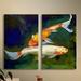 ArtWall Feng Shui Koi Fish by Michael Creese 2 Piece Painting Set on Canvas Metal in Green/Orange | 24 H x 32 W x 2 D in | Wayfair 0cre012b2432f