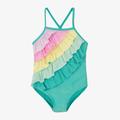 Soli Swim Girls Blue Ruffle Swimsuit (Upf50+)