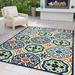 Blue Rectangle 2' x 3' Area Rug - Bungalow Rose Geometric Machine Tufted Indoor/Outdoor Area Rug in 35.43 x 23.62 x 0.28 in/green/orange | Wayfair