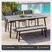 Crestlive Outdoor Table Dining Table Aluminum with Umbrella Hole