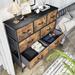 9 Drawers Dresser with Fabric Storage Tower, Organizer Unit with Sturdy Steel Frame, Wooden Top