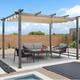 Grain De Bois Pergola Aluminium 4 x 3 m Extérieur, Abri Soleil Toile Teint en Fil, Kaki, Pavillon