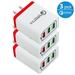 3-Pack AFFLUX USB Wall Charger 30W 3-Ports with Quick Charge 3.0 Wall Charger Adapter Fast Charging for Samsung Galaxy S23/S22/S21/S20/S10/S9/S8 Ultra iPhone 14/13/12/11 Pro Mini X/Xs White/Red