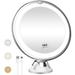 10x Magnifying Mirror with 3 LED Light Settings Dimmable Touch Light Cordless Locking Suction Mount Lighted Mirror for Bathroom or Travel