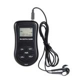 Pocket Radio Portable LCD Display Digital Radio Mini FM Radio with Earphones for Walking Jogging Gym Camping