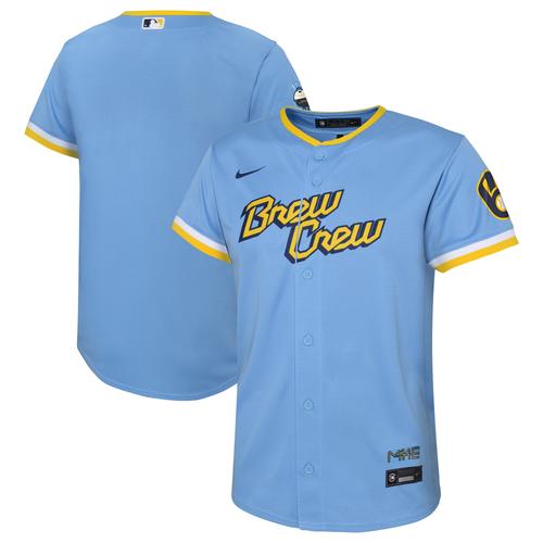 Vorschule Nike Christian Yelich Powder Blue Milwaukee Brewers City Connect Replica Spielertrikot