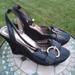 Coach Shoes | Coach Kendall Black Suede Wedge Sandals Size 8 | Color: Black | Size: 8