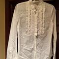 J. Crew Tops | Nwot J.Crew Button Down With Ruffles 100%Cotton Size 8 | Color: White | Size: 8