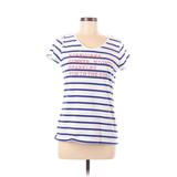 St. John's Bay Short Sleeve T-Shirt: White Stripes Tops - Women's Size Medium