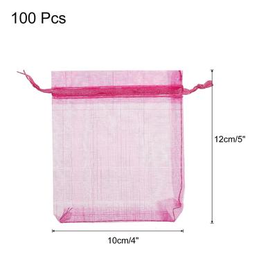 100pcs Organza Bags Drawstring Favor Pouches Sheer Mesh Bag for Gift