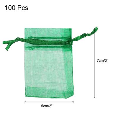 100pcs Organza Bags Drawstring Favor Pouches Sheer Mesh Bag for Gift