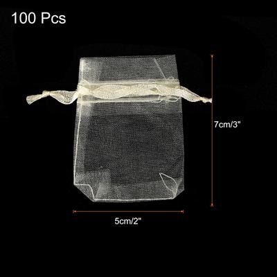 100pcs Organza Bags Drawstring Favor Pouches Sheer Mesh Bag for Gift