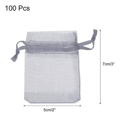 100pcs Organza Bags Drawstring Favor Pouches Sheer Mesh Bag for Gift