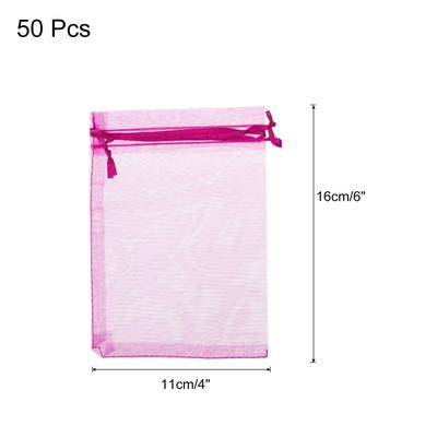 50pcs Organza Bags Drawstring Favor Pouches Sheer Mesh Bag for Gift