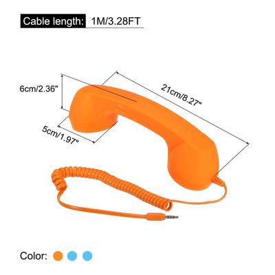 3 Pack 3.5mm Retro Telephone Handset Telephone Receiver Purple, Blue, Orange - Purple, Blue, Orange