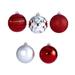 40ct Red & Silver Shatterproof 5-Finish Christmas Ball Ornaments 3"