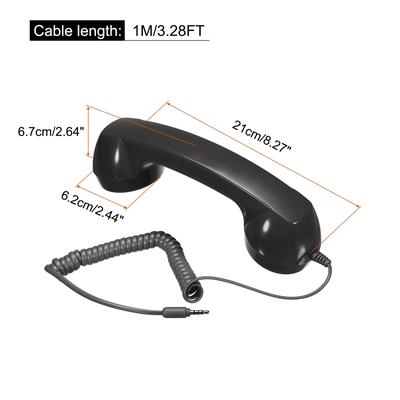 3.5mm Retro Telephone Handset Phone Telephone Receiver Smooth Black