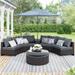 6 Pieces Outdoor Sectional Sofa, Half Round Patio Rattan Conversation Set, Storage Side Table for Umbrella and Round Table