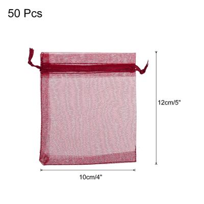 50pcs Organza Bags Drawstring Favor Pouches Sheer Mesh Bag for Wedding