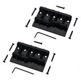 2X 4 String Hardtail Bass Guitar Bridge for Fender Precision Jazz Bass Style Bass Black