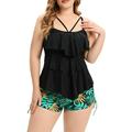 Maternity plus Size Swimsuit Ruffled Bikini Bathing Suit WomenSwim Top with ShortsWomenLarge Size Swimsuit Lace Up High Waited Bathing Suits for Women Women Swim Top Bathing Suits Women Bikini