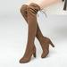 Women s Thigh High Boots Chunky Heel Platform Suede Over The Knee Boots