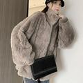 PIKADINGNIS Winter Thick Faux Fur Coat Women Fashion Plush Stand Collar Faux Mink Coats Female Korean Loose Soft Zip Furry Jacket