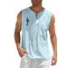 iOPQO tank tops men Male Spring And Summer Tops Casual Sports Sleeveless Top Cotton Linen Vest Painting Fitness Muscle Tank Top mens tank top Light blue + M