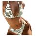 KaLI_store Swimsuits Women s Floral Print Knot Adjustable Bikini Sets Two Piece Bathing Suit Army Green M