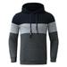 iOPQO Sweatshirts For Men Men s Autumn And Winter Color Matching Plaid Colorful Hooded Slim Sweater Hoodie Navy + L