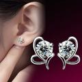 Naierhg Women s 925 Sterling Silver Heart Round Zircon Ear Stud Earrings Jewelry