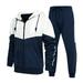 Mens Tracksuit Jacket Jogging Tops Bottoms Sweatshirt Suit with Pockets