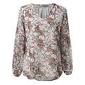 Blouse Women Long Sleeve Linen Shirt Women Women s Floral Chiffon Shirt Loose V Neck Long Sleeved Casual Top Shirts for Women 3x Womens Sleep Shirts