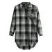 Long Sleeve Knit plus Size Button down Shirt Women Long Sleeve Plaid Printed Button Up Shirts Top Loose Comfy V Neck Shirts Blouse Clothes Plain Tee Shirts for Women V Neck