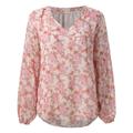 Blouse Women Long Sleeve Linen Shirt Women Women s Floral Chiffon Shirt Loose V Neck Long Sleeved Casual Top Shirts for Women 3x Womens Sleep Shirts