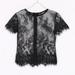 Big Clearance! Lace Look Through See Net Yarn Women Blusas Femininas Short Sleeve Back Zipper O Neck Vintage Blouse Crop To Summer