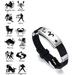 Naierhg Men s Horoscope Stainless Steel Silicone Wristband Bangle Clasp Cuff Bracelet