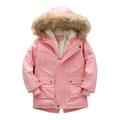 Aayomet Coat For Boys Girls Waterproof Hooded Jackets Cotton Lined Rain Jackets Pink 4-5 Years